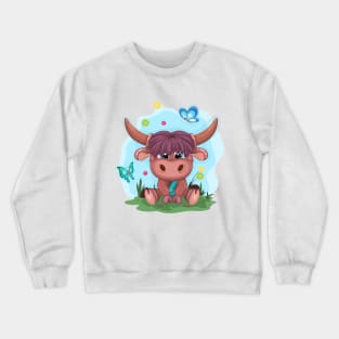 Cute Cartoon Bull Crewneck Sweatshirt